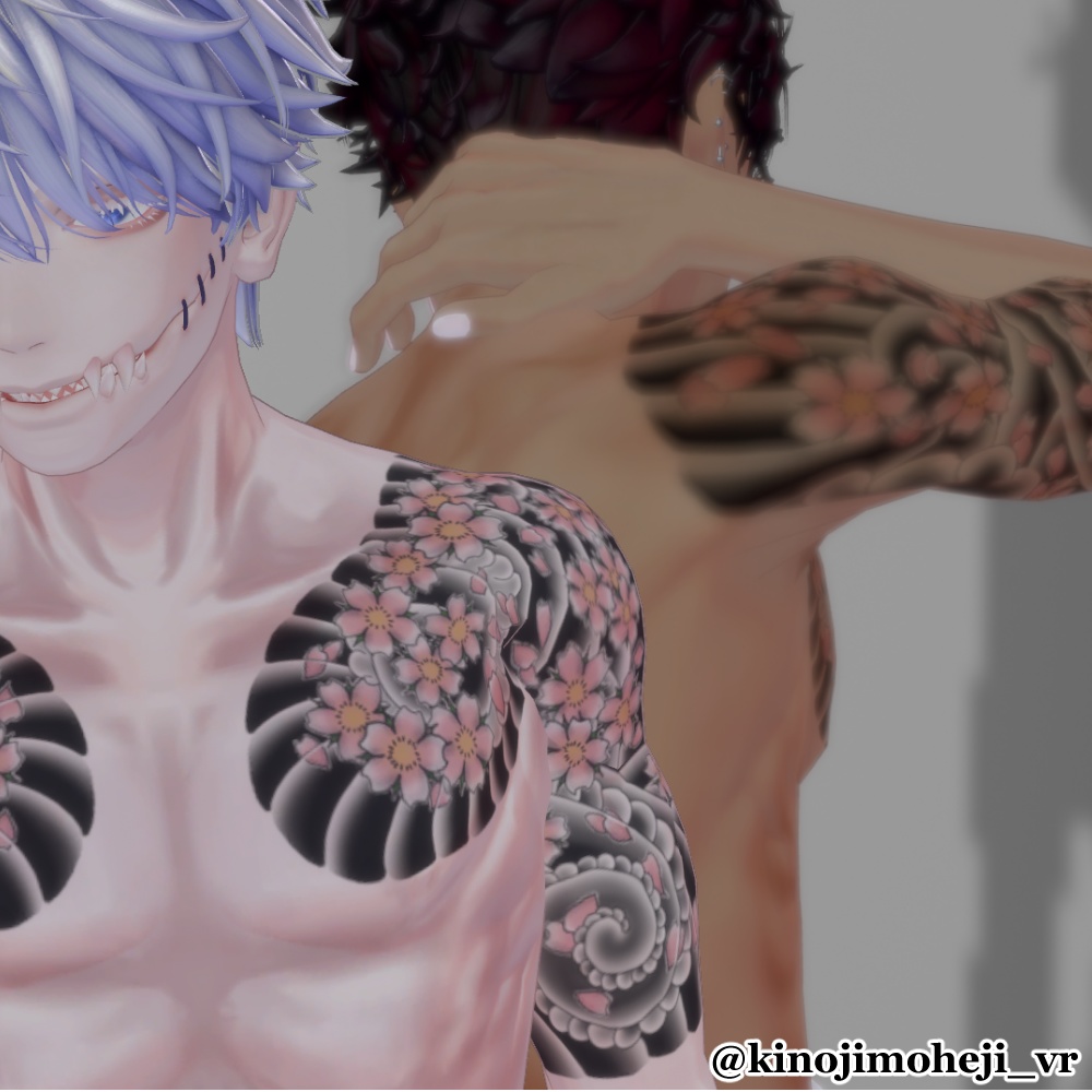 【無料】刺青 和彫り Tattoo Texture 桜吹雪 五部袖 【珍飯亭共通素体】