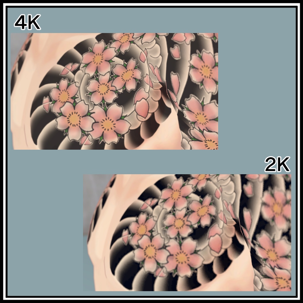 【無料】刺青 和彫り Tattoo Texture 桜吹雪 五部袖 【珍飯亭共通素体】