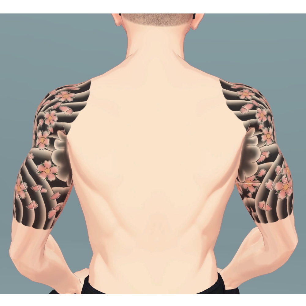 【無料】刺青 和彫り Tattoo Texture 桜吹雪 五部袖 【珍飯亭共通素体】