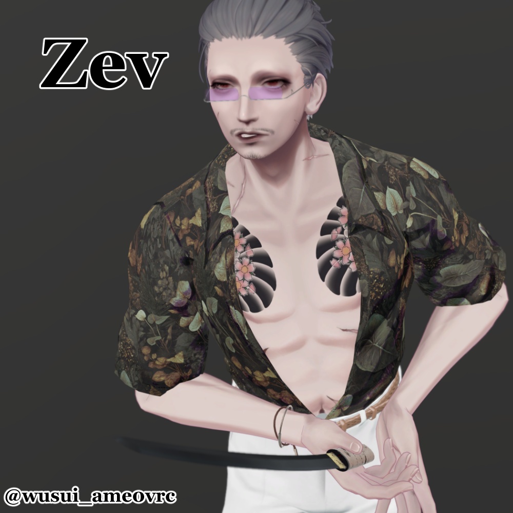 【無料】刺青 和彫り Tattoo Texture 桜吹雪 五部袖 【珍飯亭共通素体】