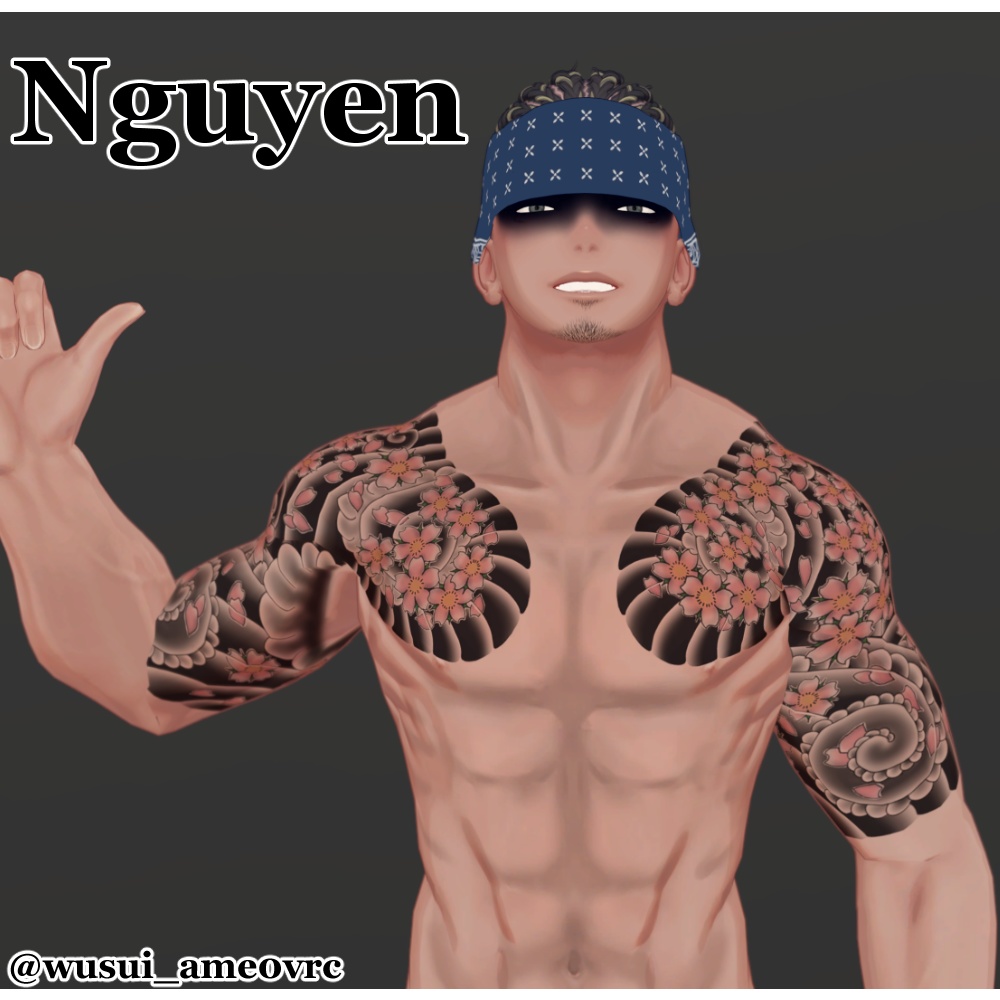 【無料】刺青 和彫り Tattoo Texture 桜吹雪 五部袖 【珍飯亭共通素体】