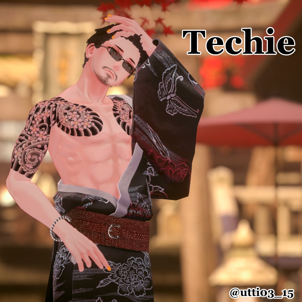 【無料】刺青 和彫り Tattoo Texture 桜吹雪 五部袖 【珍飯亭共通素体】