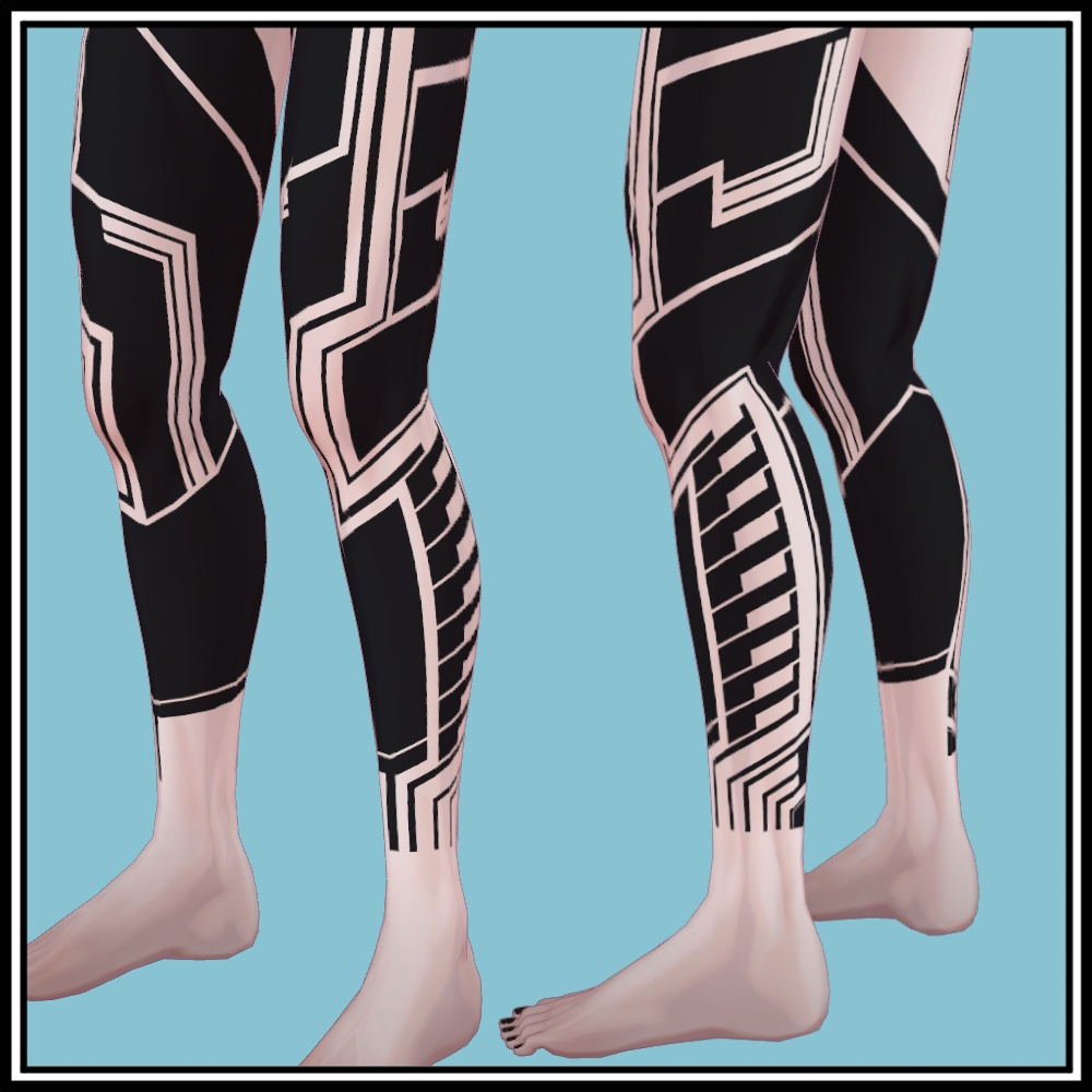 【珍飯亭共通素体】サイバー風タトゥーテクスチャ Blackout Tattoo Texture