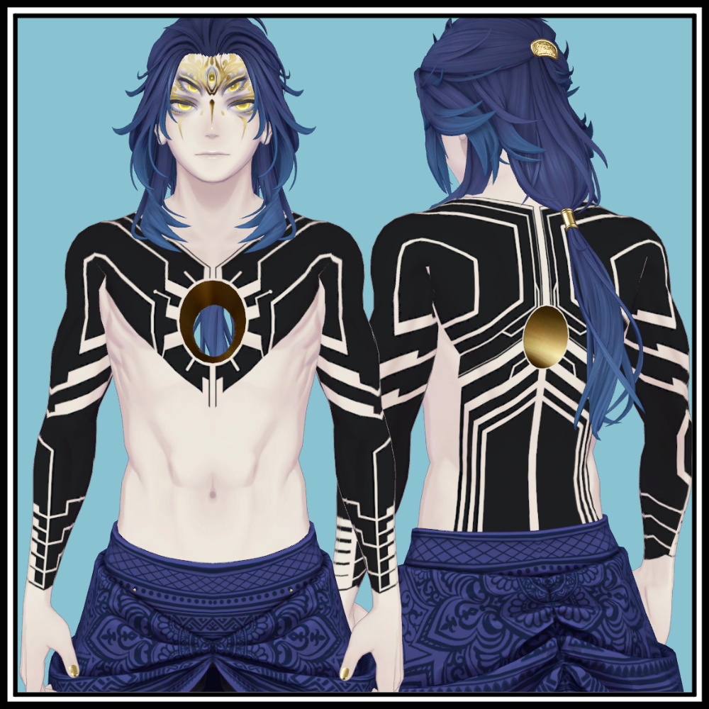 【珍飯亭共通素体】サイバー風タトゥーテクスチャ Blackout Tattoo Texture