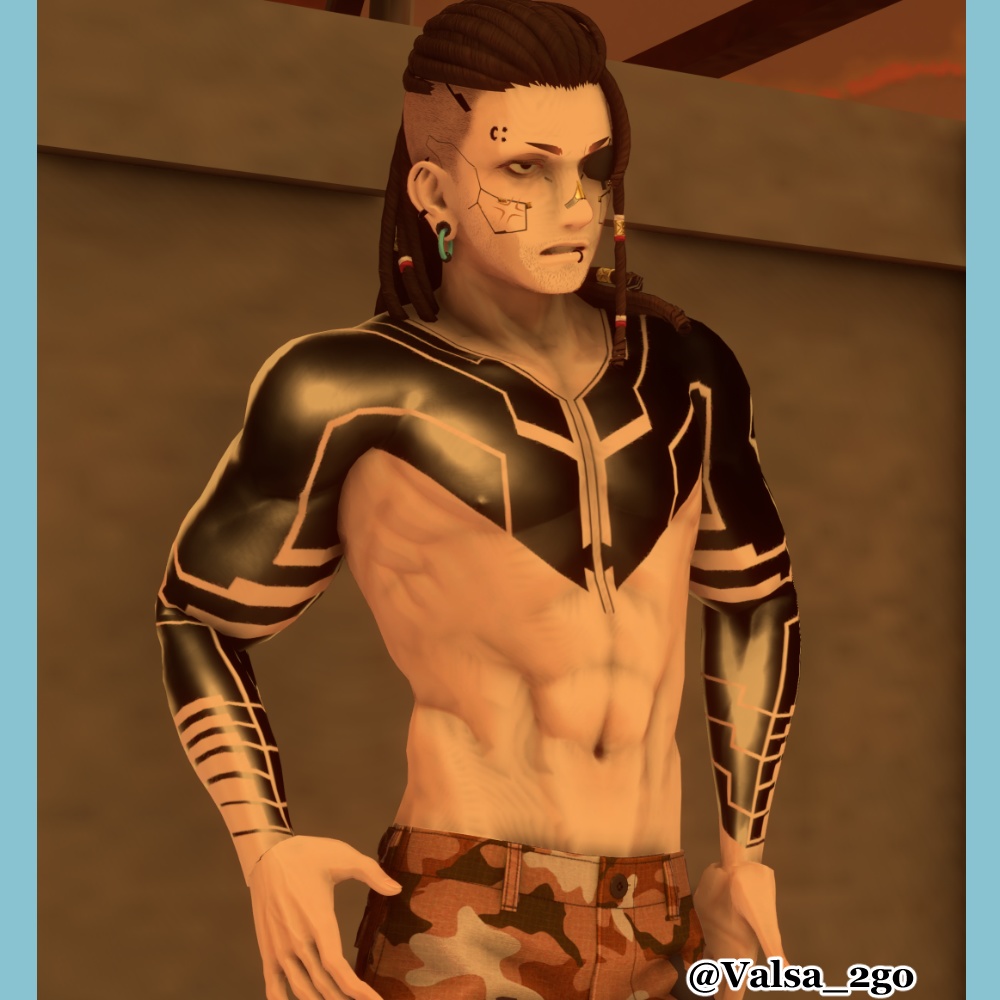 【珍飯亭共通素体】サイバー風タトゥーテクスチャ Blackout Tattoo Texture