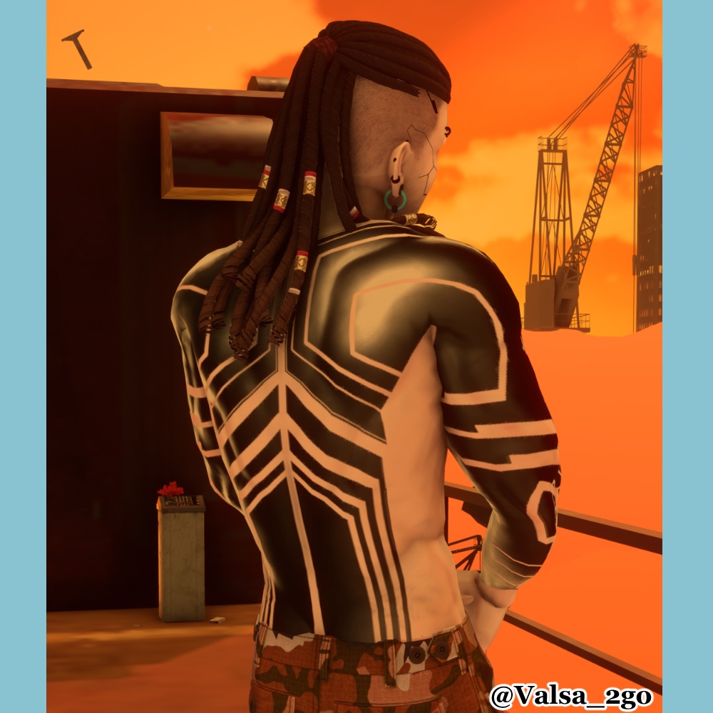 【珍飯亭共通素体】サイバー風タトゥーテクスチャ Blackout Tattoo Texture