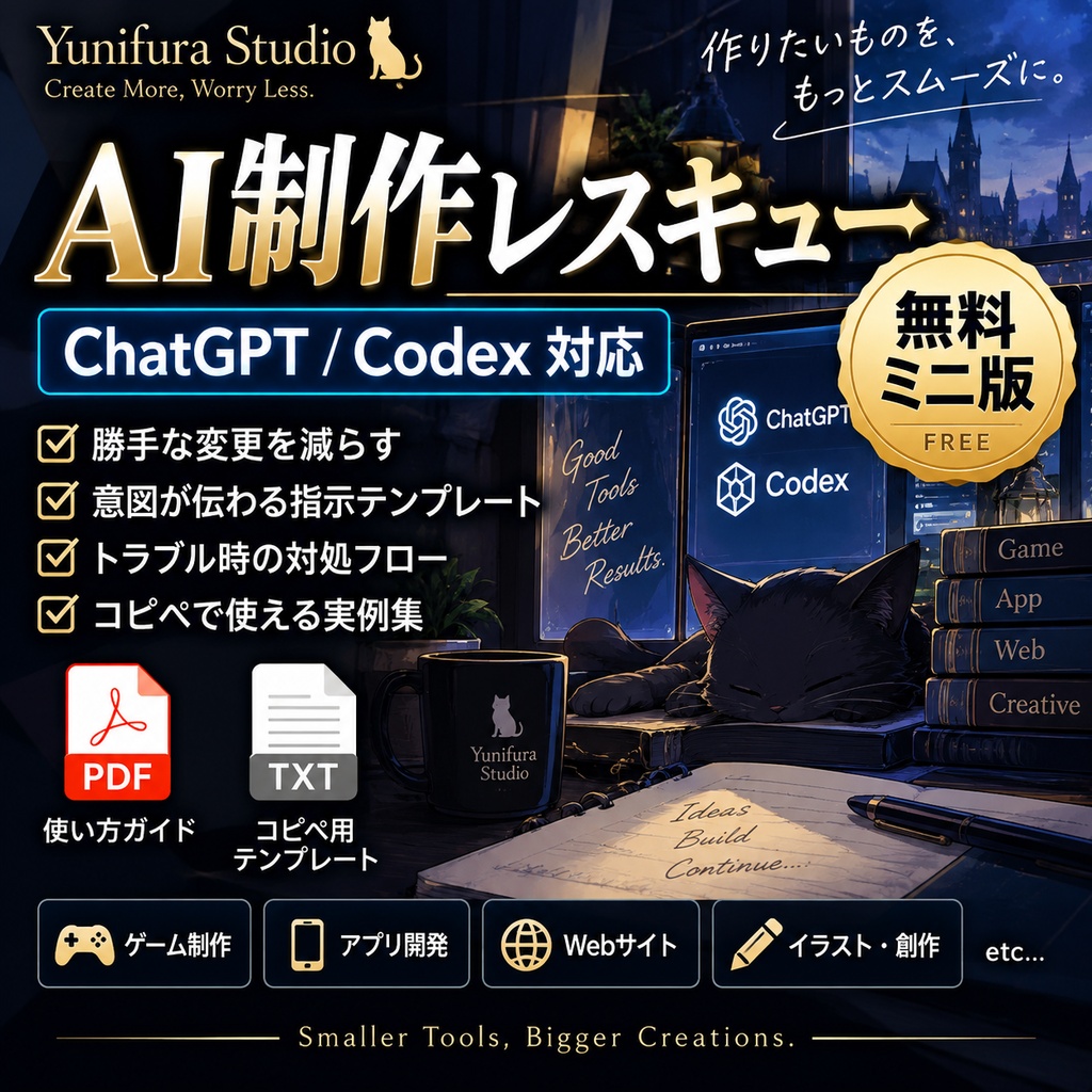 AI制作レスキュー ミニ版｜ChatGPT・Codexの「勝手に変更」を減らす無料テンプレート