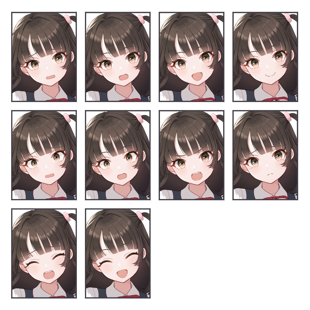 【立ち絵素材|無料版有り】女子学生1【表情10種】