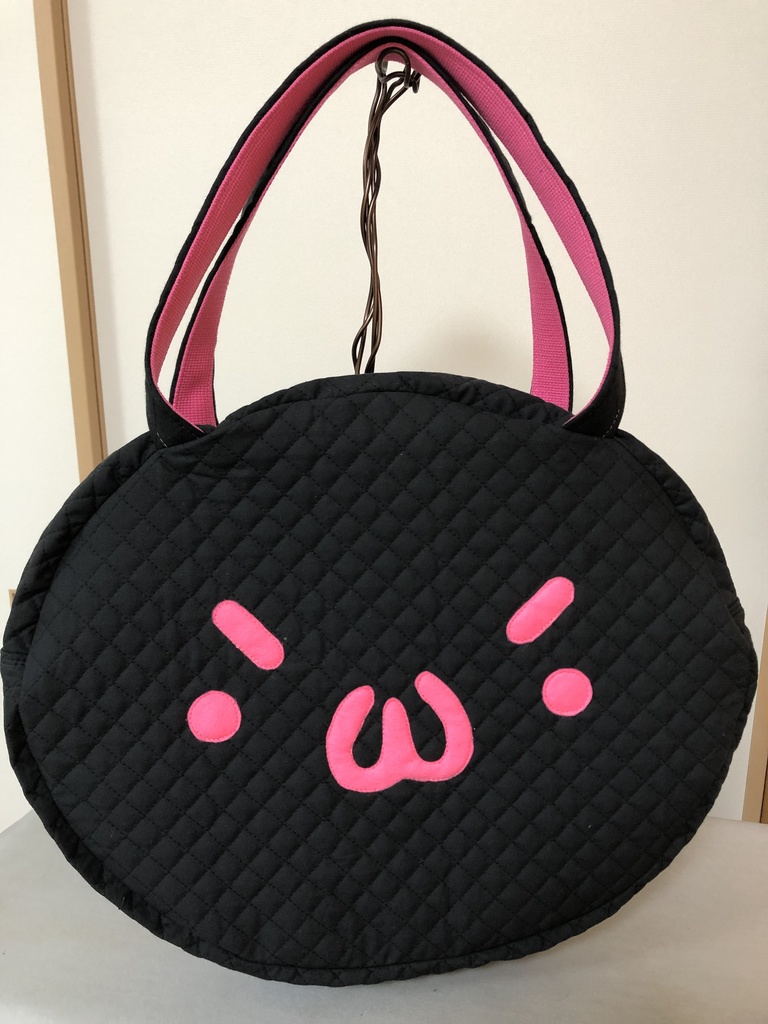 しょぼーんバッグ(｀・ω・´)黒地桃顔