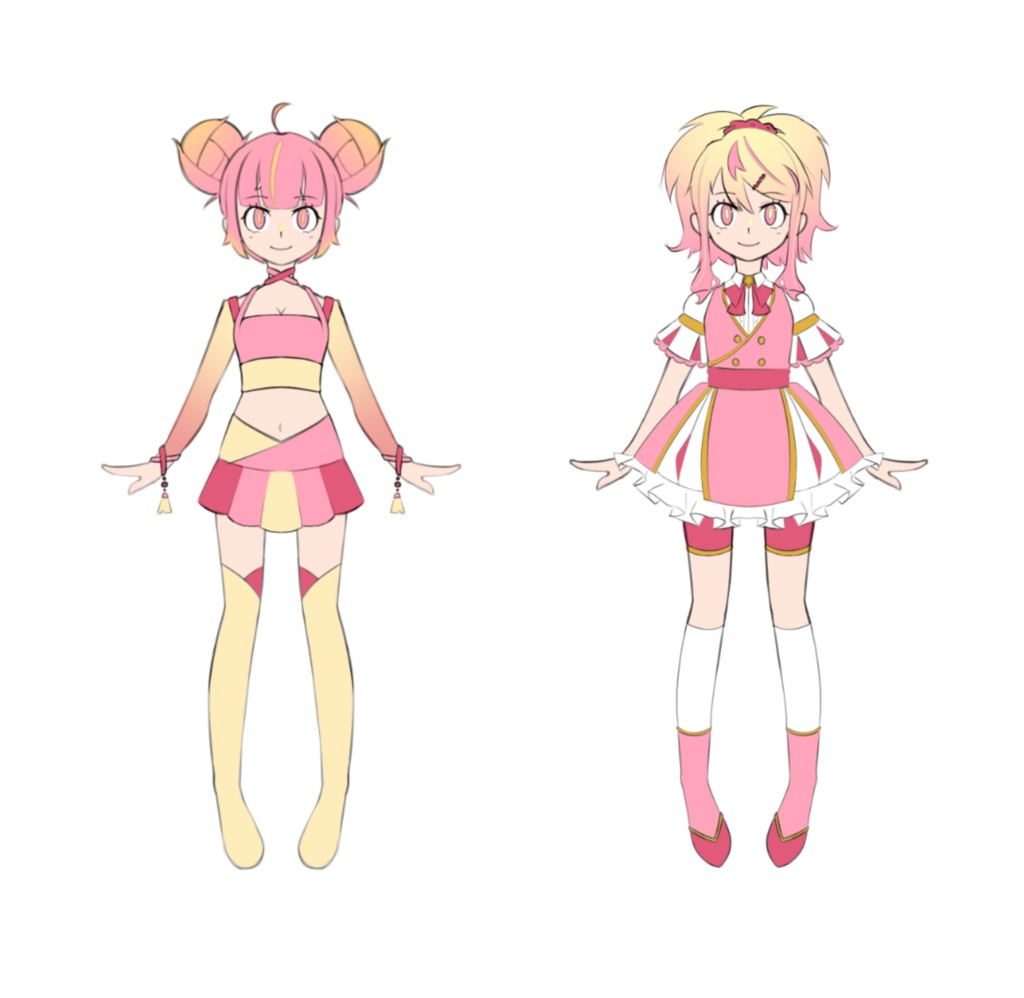 Character Designs: Rose theme, idol, pink, yellow, cute