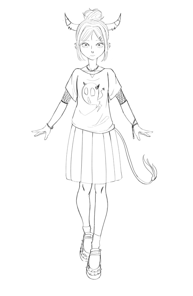 Alt bull girl design adopt sketch (no color)
