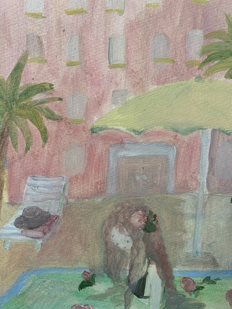 油彩drawing"プールサイド"