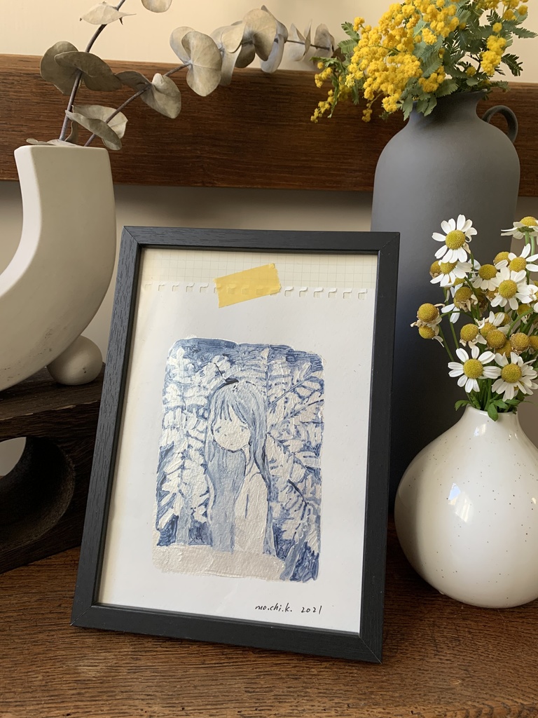 silver×blue drawing "you"