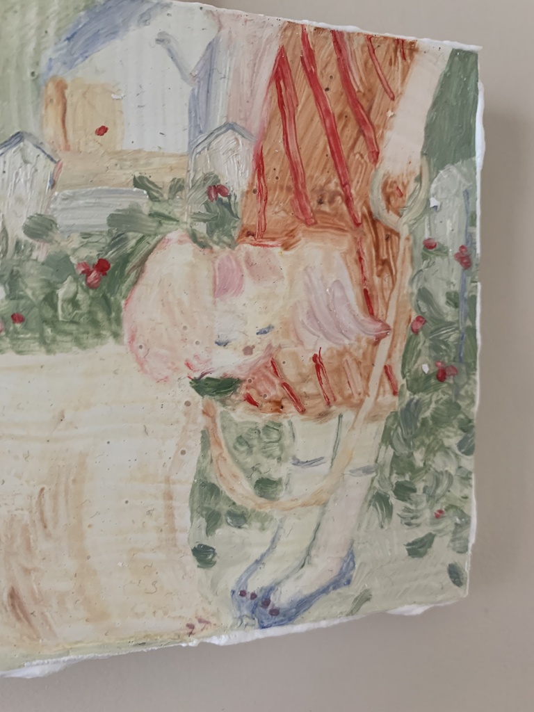 ピンクの犬と歩く