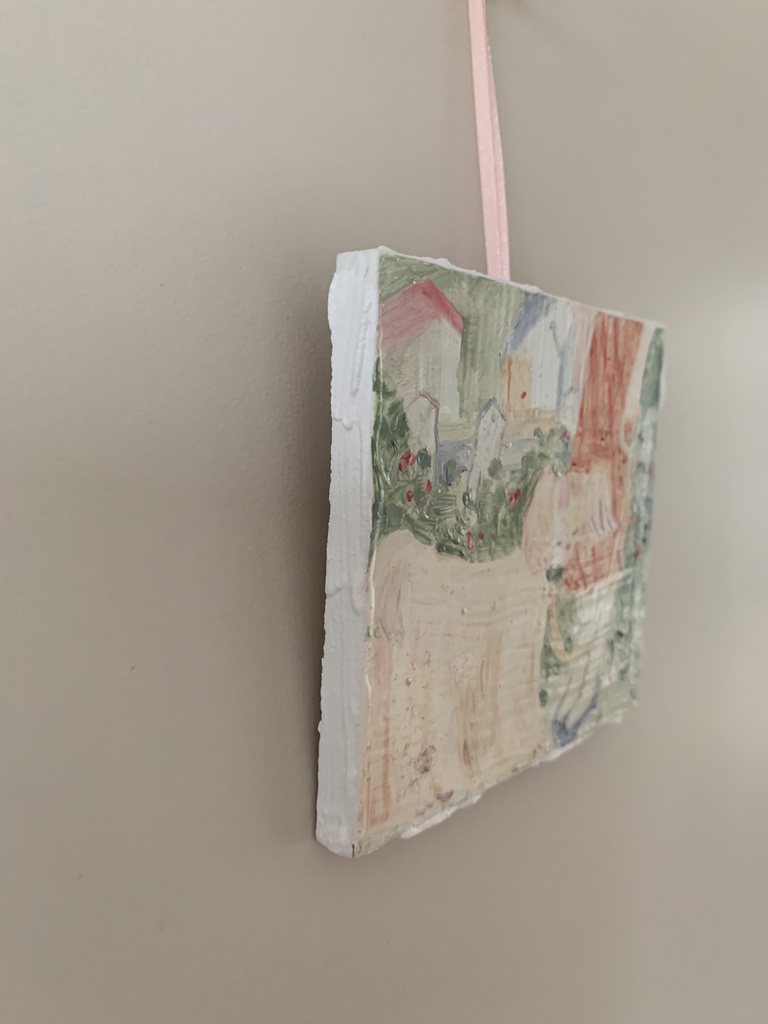 ピンクの犬と歩く