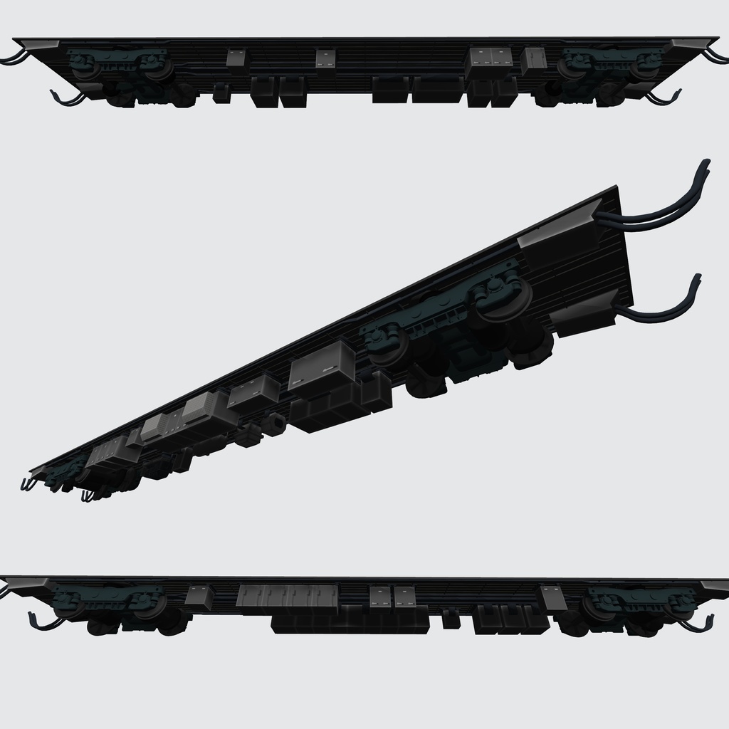 【3Dモデル】鉄道用台車+床下機器　素材