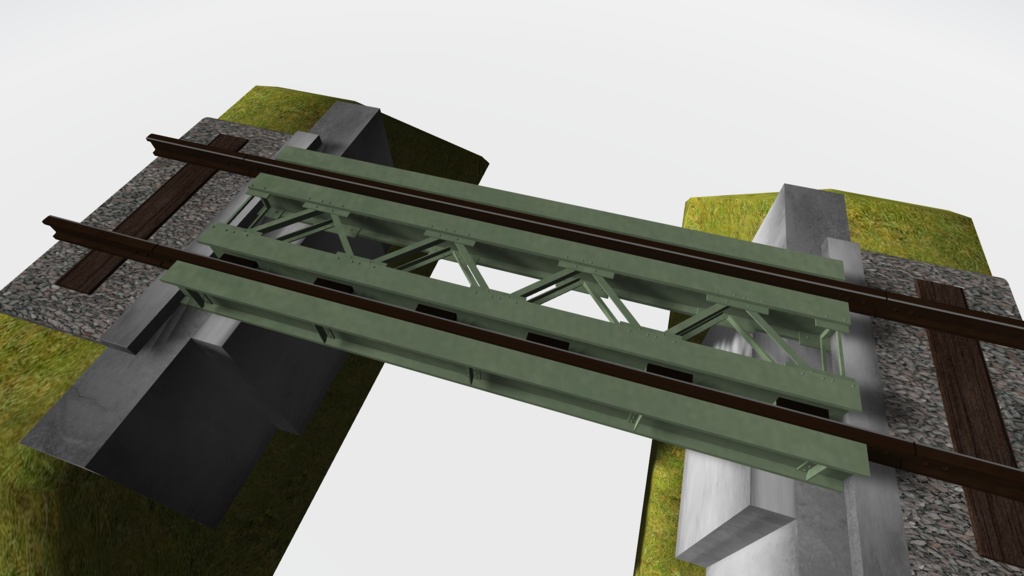 【3Dモデル】田舎の踏切セット(第四種踏切)+トラフガーダー(橋)