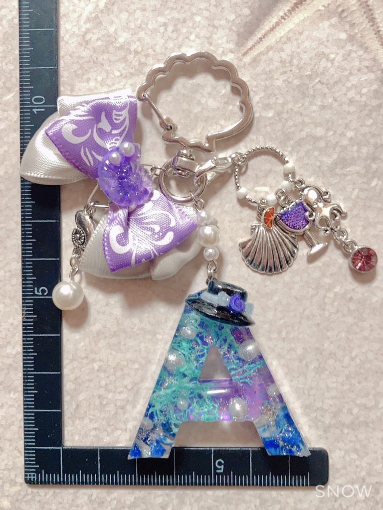 レジン「A」海のイニシャルチャーム