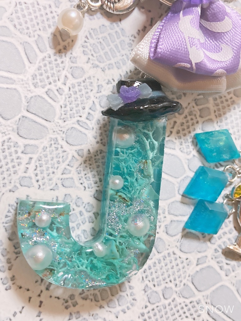 レジン｢J｣海のイニシャルチャーム