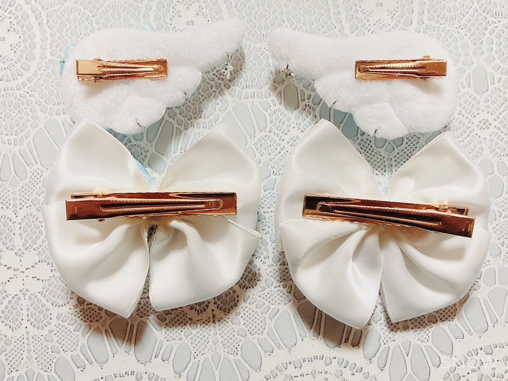 .꒰ঌヘアクリップ4点セット໒꒱ リボン 天使の羽