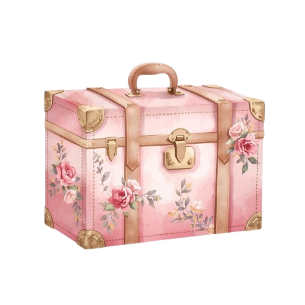 水彩ピンクのアンティークバック・クリップアート(PNG)