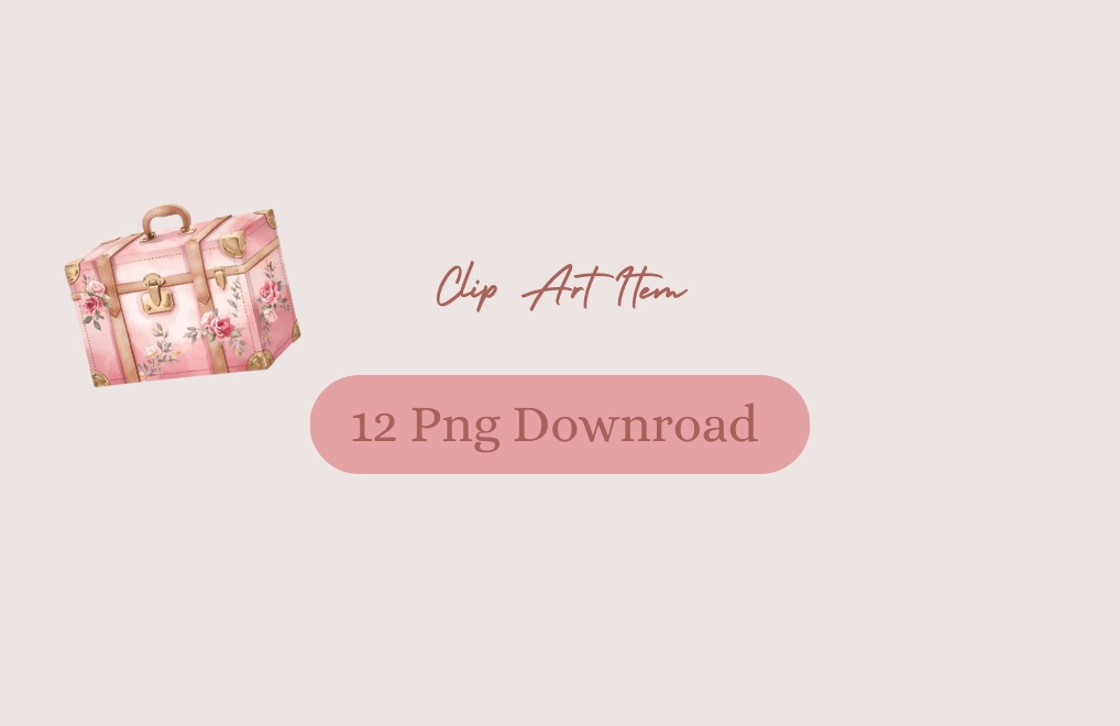 水彩ピンクのアンティークバック・クリップアート（PNG）