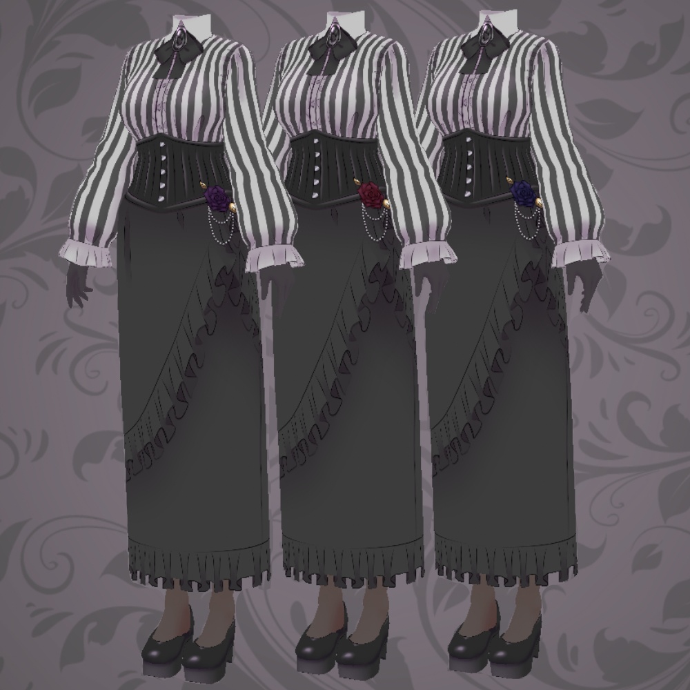 【VRoid テクスチャ】大人ゴシックロング丈(3種)