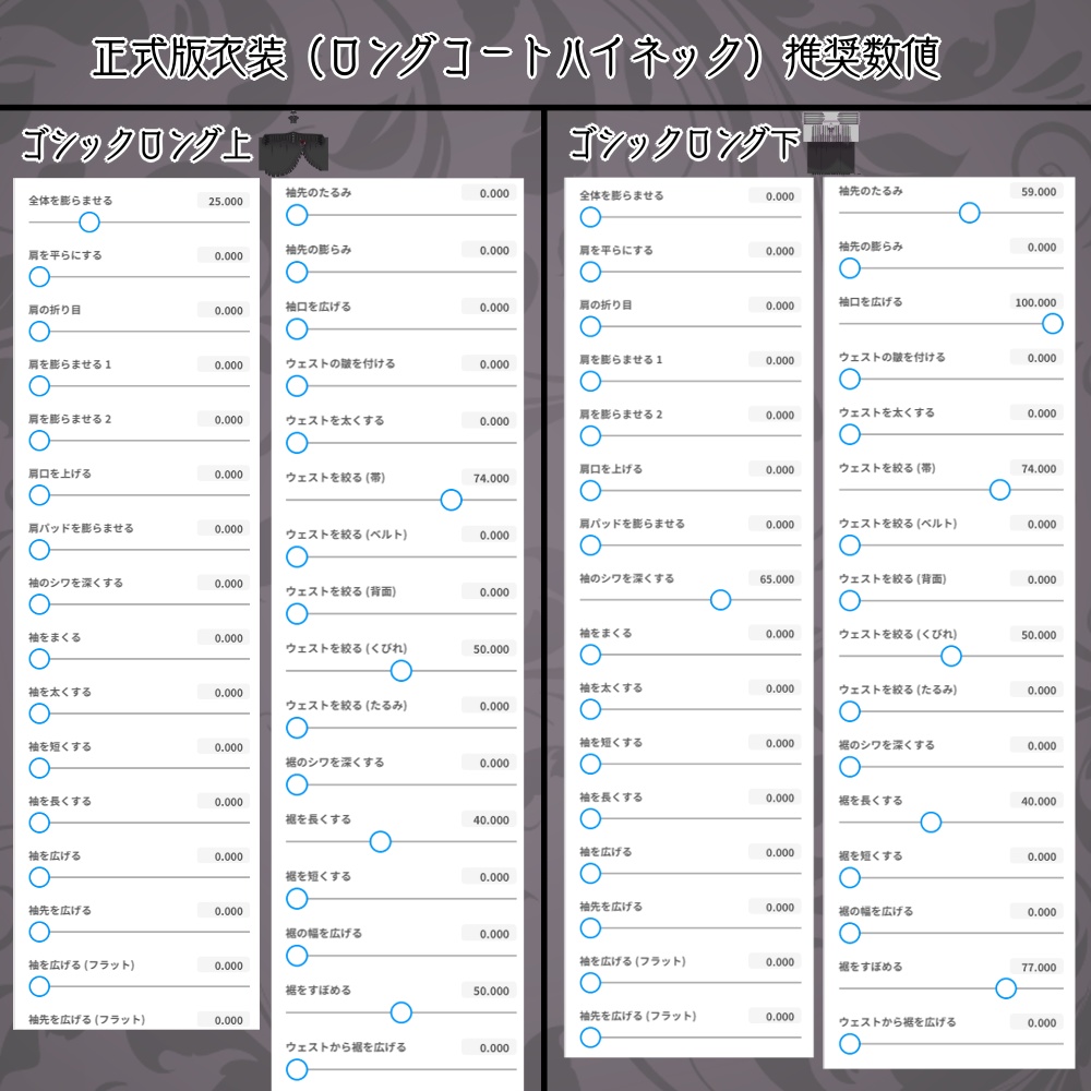 【VRoid テクスチャ】大人ゴシックロング丈(3種)