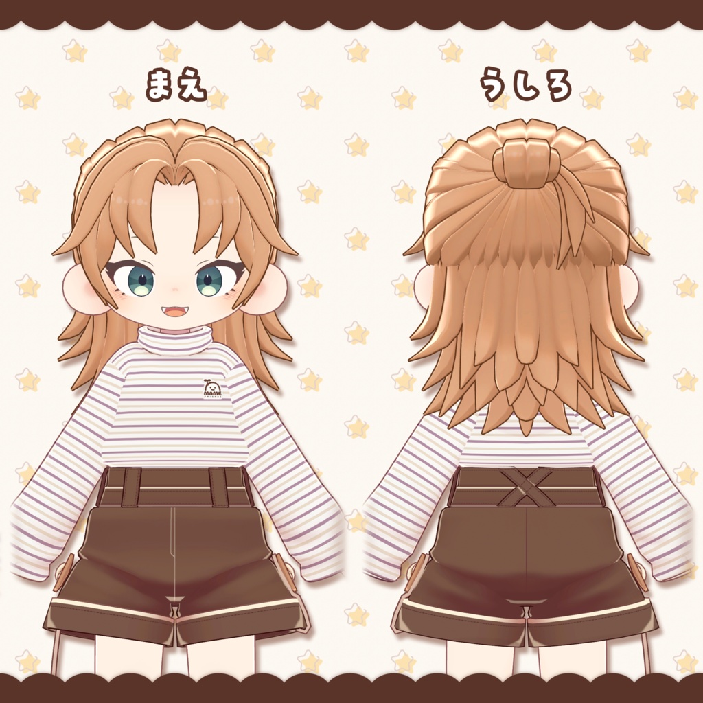 ノラフィリカちゃん向け『ハーフアップお団子ロングヘア』