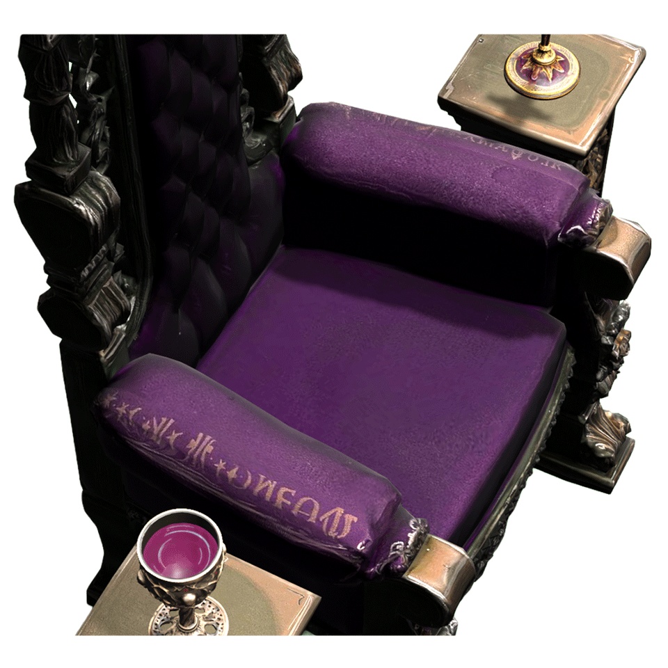 【3Dモデル】孤独な城主の玉座 -アンティークチェア(赤・紫)&杯・燭台セット-