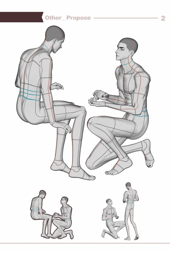 【ロマンティック】男男カップルポーズ vol.8 - AxB