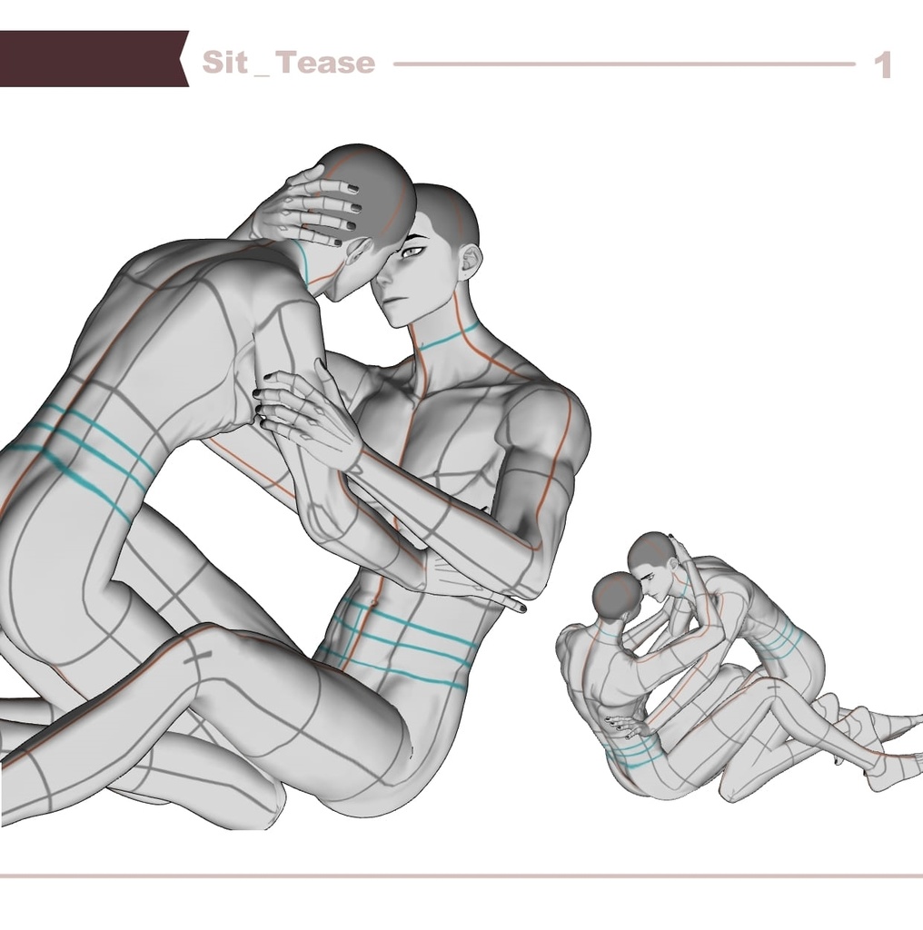 【ロマンティック】男男カップルポーズ vol.8 - AxB