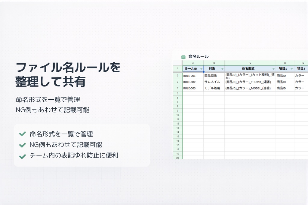 画像命名ルール&管理台帳テンプレート