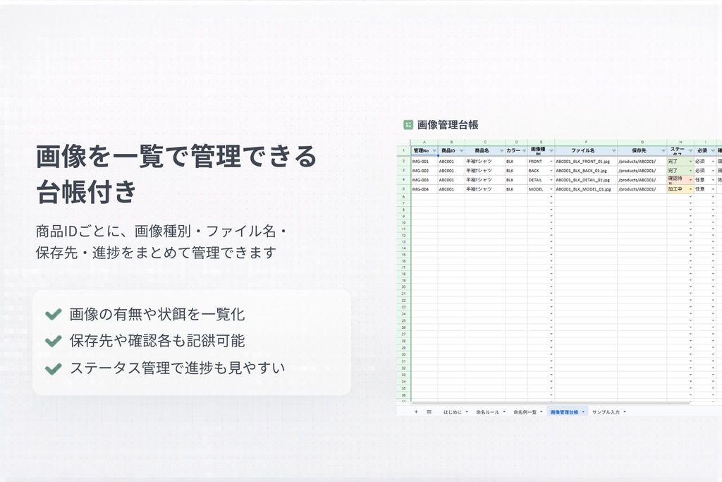 画像命名ルール&管理台帳テンプレート