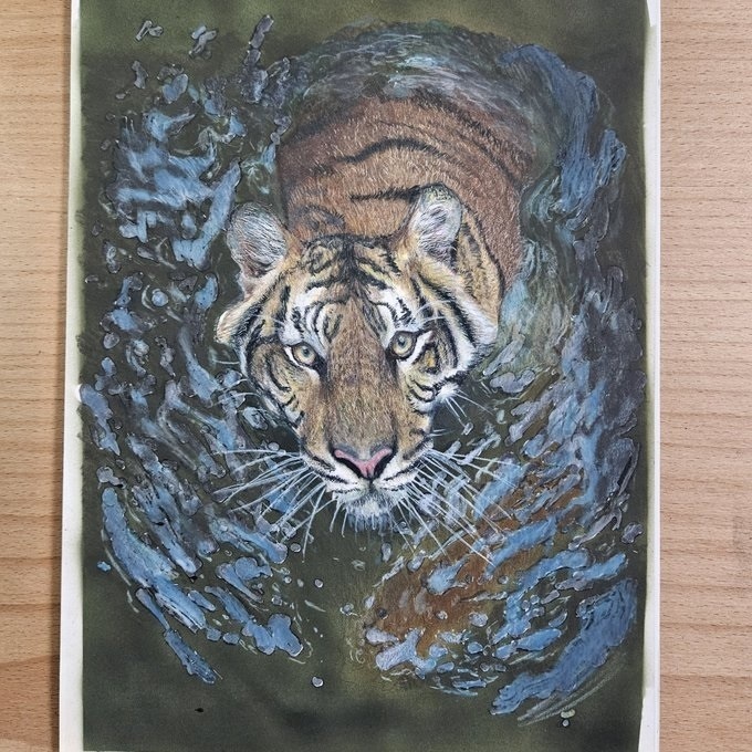 色鉛筆画(複製原画)「トラ」額装無し