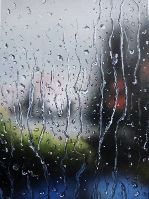 色鉛筆画 【原画】雨の風景 「額装なし」