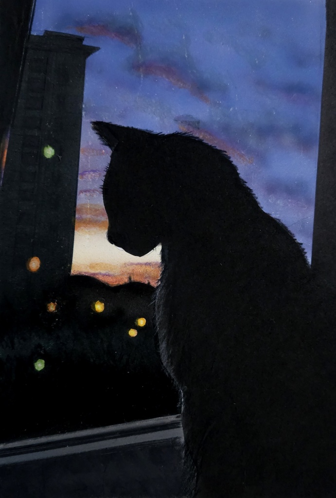 【ミニ原画】色鉛筆画「朝の静寂」額装無し