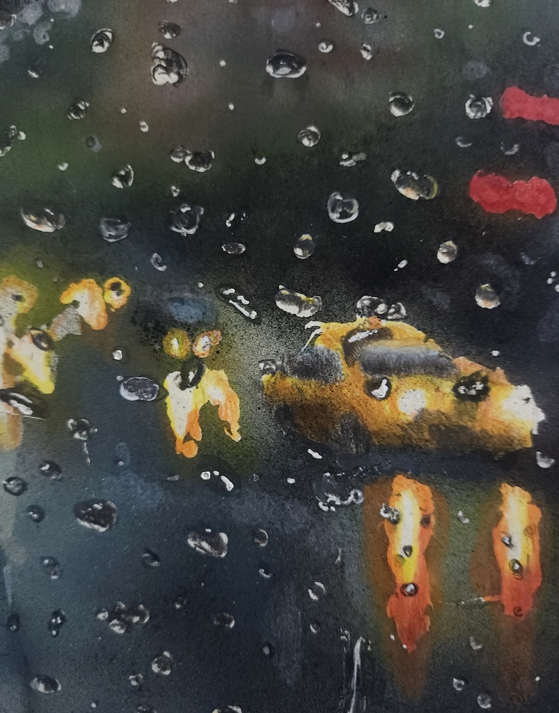 【複製原画】色鉛筆画 「雨の風景」額装なし