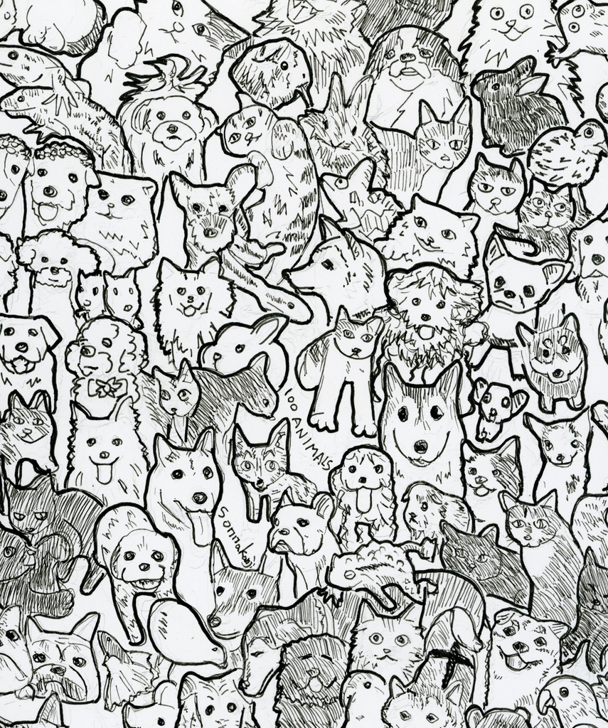 【アートポスター】「100 ANIMALS」100匹のペットたち(額装無し)