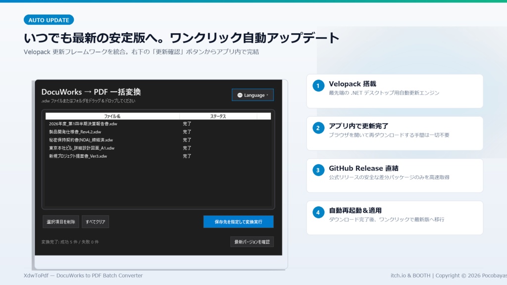 XdwToPdf ― DocuWorks文書を一括で高速PDF変換するデスクトップアプリ【Windows / 無料】