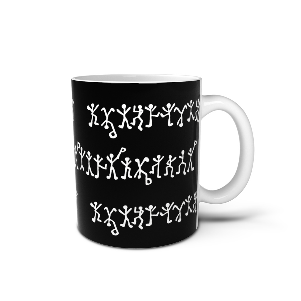 「踊る人形」マグカップ_黒