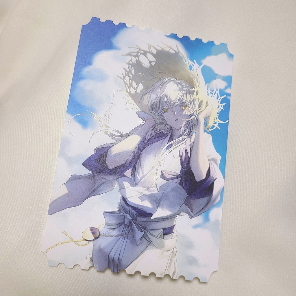 麦わら帽子の鶴丸ハガキ