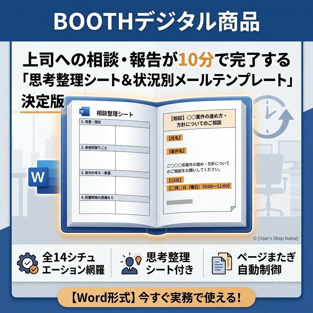 上司への相談・報告が10分で完了する「思考整理シート&メールテンプレート」決定版【Word形式】