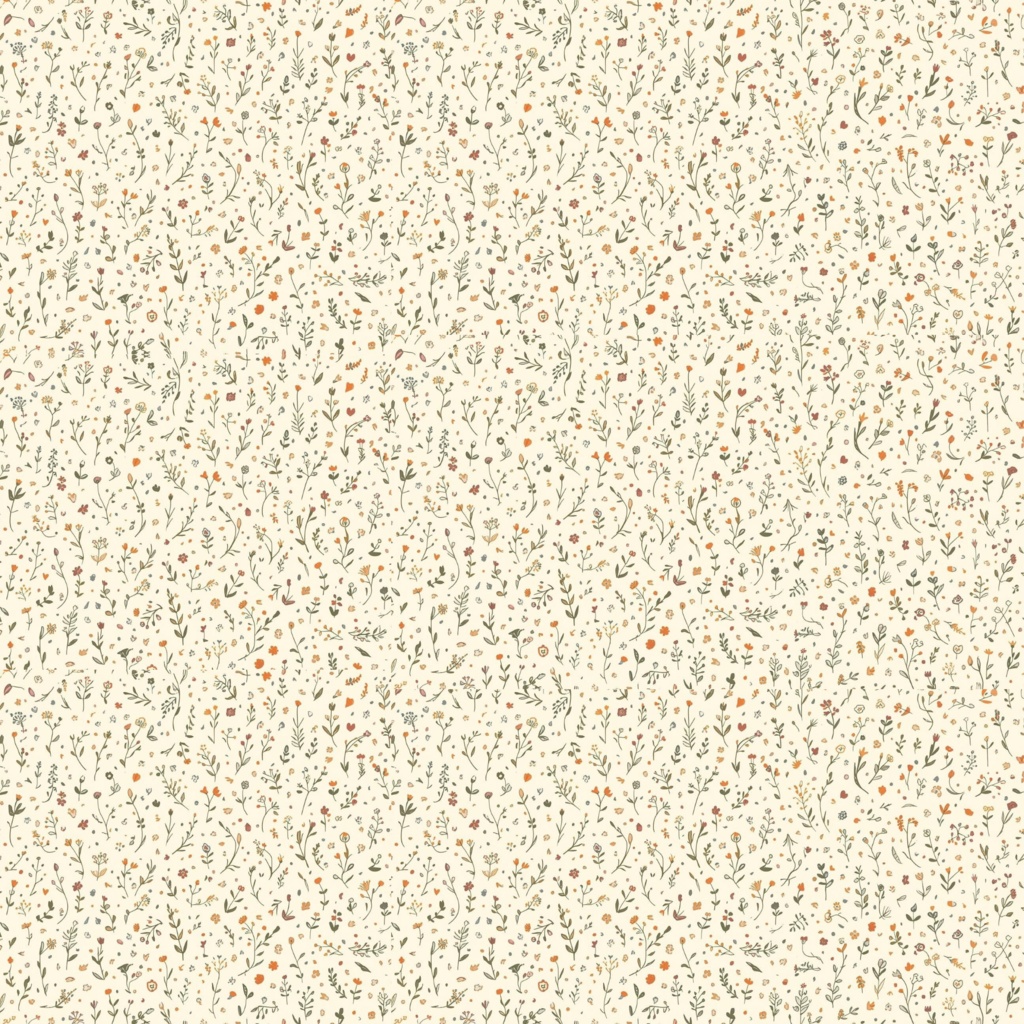 シンプル花柄デジタルペーパークリーム色