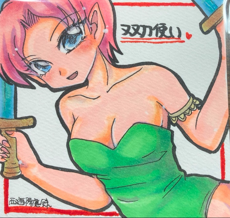 【ミニ色紙】フェリシア ナコルル 双刀使い