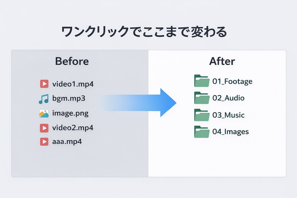 動画素材フォルダを一瞬で整理｜編集者専用ツール