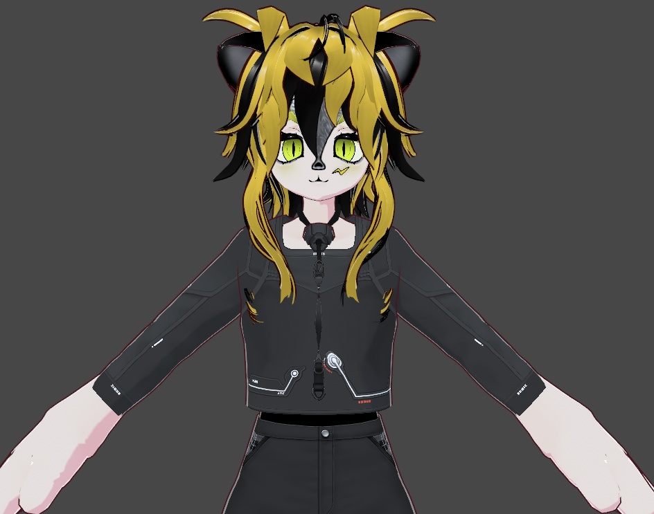 Yellow electric cat character (.vrm model) - wulfieshop - BOOTH