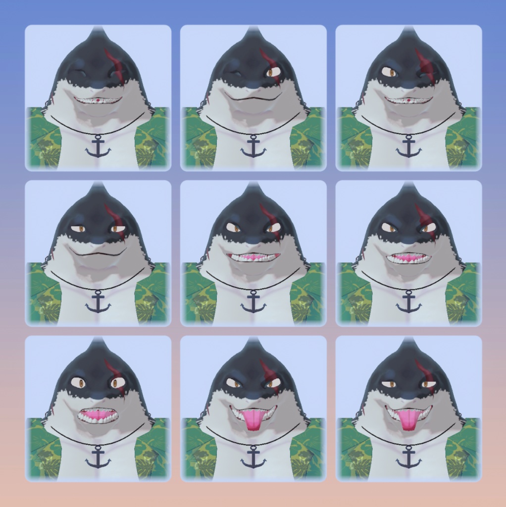 サメジロ【VRChat想定オリジナル3Dアバター】