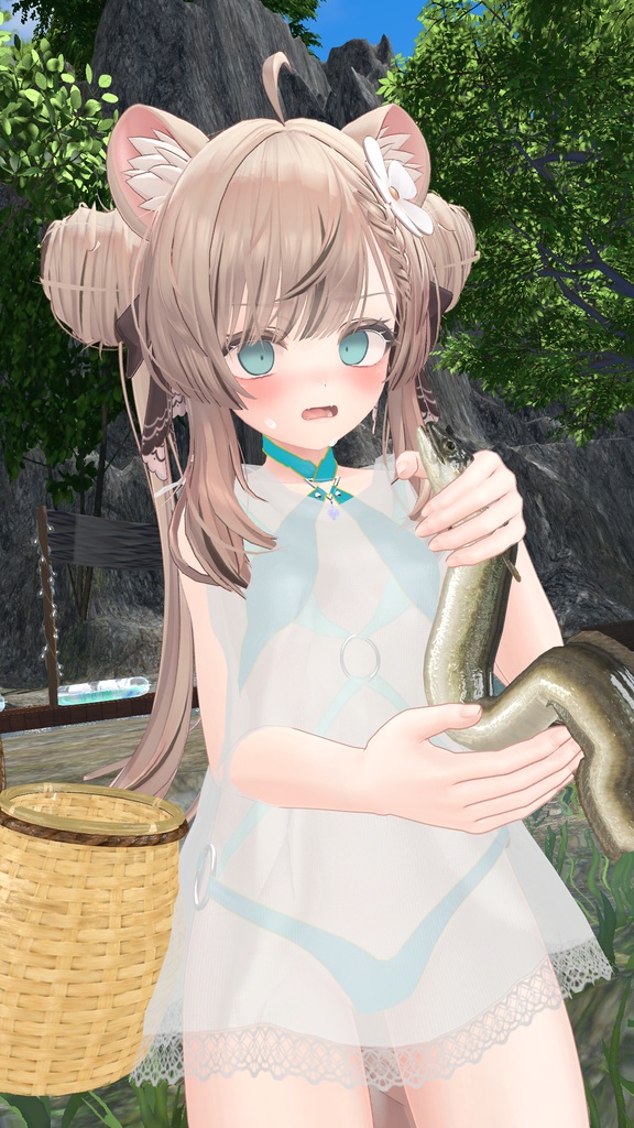 掴める!?活きが良いウナギ