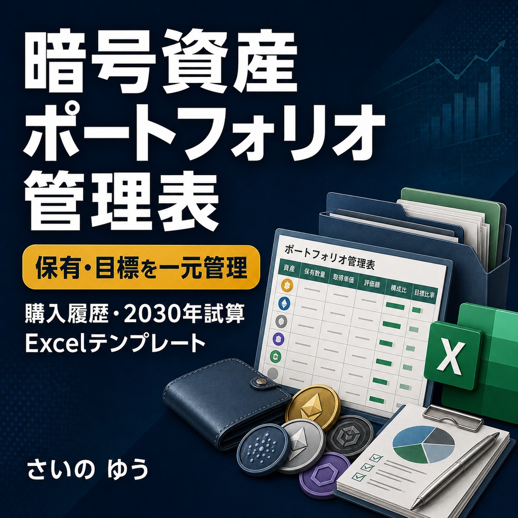 暗号資産ポートフォリオ管理表|保有・目標・2030年試算 Excel版